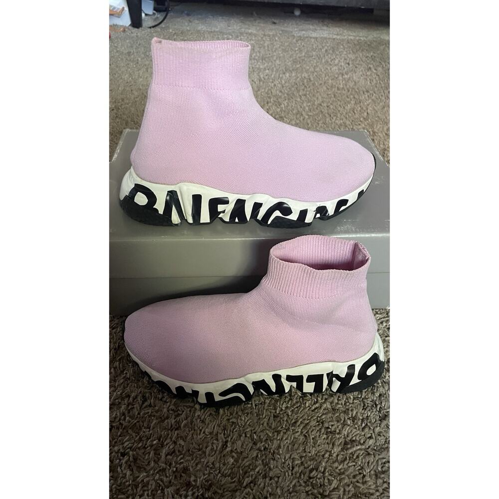 Balenciaga Graffiti Speed Women's Sneakers Size 6 US Pink White Black